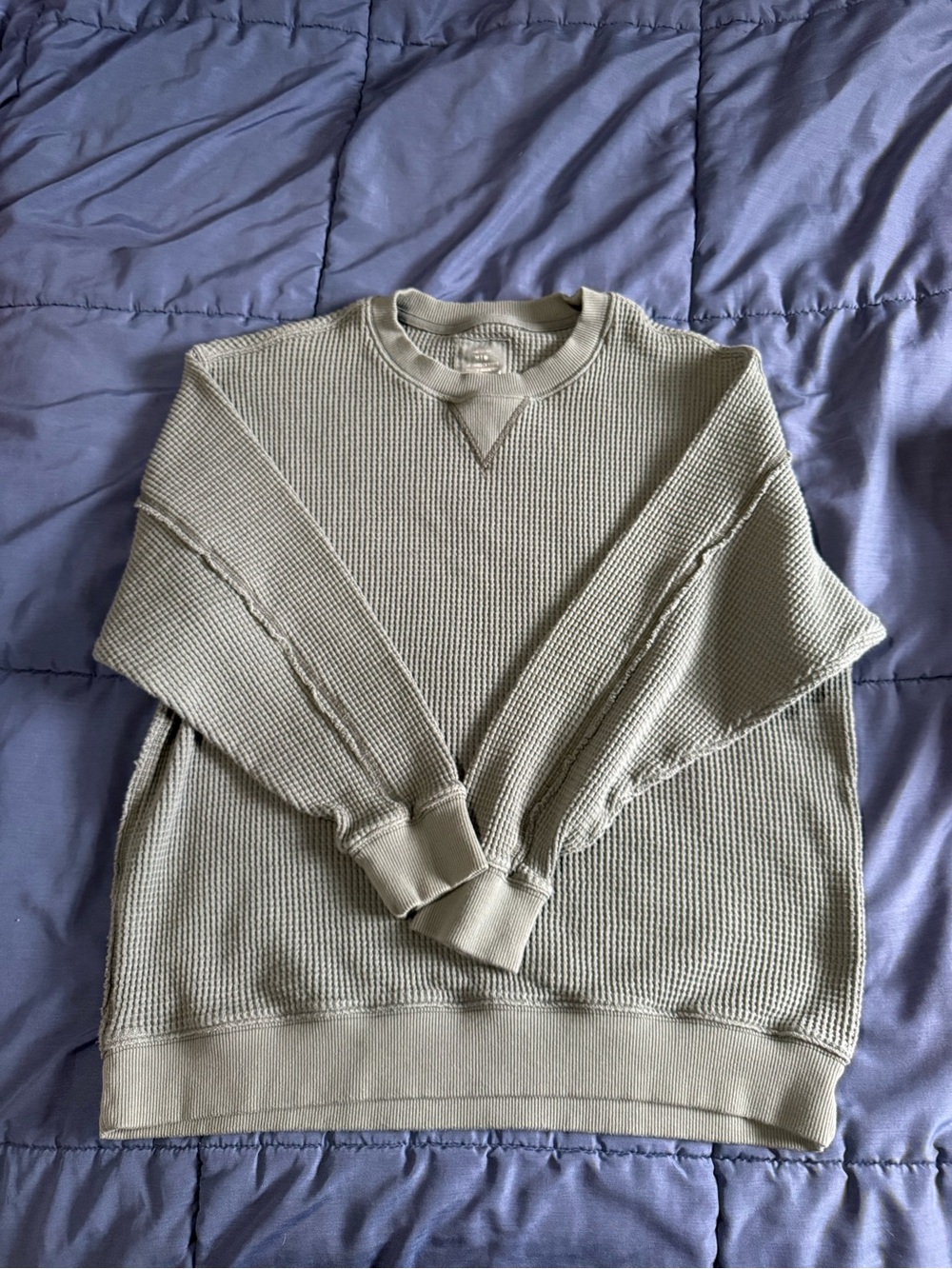 Women's Crewneck Waffle Knit Sweater - Light Sage